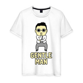 Мужская футболка хлопок с принтом Gentleman (джентльмен) в Тюмени, 100% хлопок | прямой крой, круглый вырез горловины, длина до линии бедер, слегка спущенное плечо. | gentleman | psy | джентльмен | музыка | певец psy