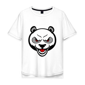 Мужская футболка хлопок Oversize с принтом Angry panda - злая панда в Тюмени, 100% хлопок | свободный крой, круглый ворот, “спинка” длиннее передней части | Тематика изображения на принте: панда