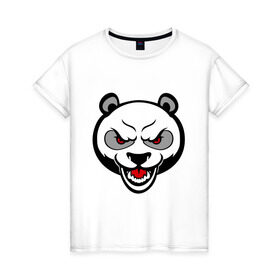 Женская футболка хлопок с принтом Angry panda - злая панда в Тюмени, 100% хлопок | прямой крой, круглый вырез горловины, длина до линии бедер, слегка спущенное плечо | панда