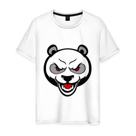 Мужская футболка хлопок с принтом Angry panda - злая панда в Тюмени, 100% хлопок | прямой крой, круглый вырез горловины, длина до линии бедер, слегка спущенное плечо. | панда