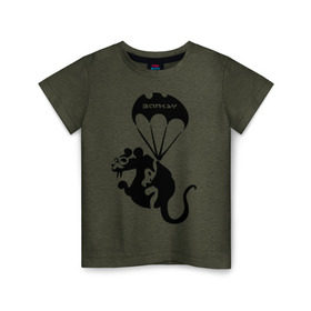 Детская футболка хлопок с принтом Rat with parachute (Banksy) в Тюмени, 100% хлопок | круглый вырез горловины, полуприлегающий силуэт, длина до линии бедер | бэнкси | граффити | грызун | животные | хомяк с парашютом