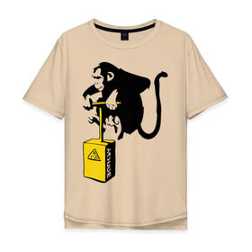 Мужская футболка хлопок Oversize с принтом TNT monkey (Banksy) в Тюмени, 100% хлопок | свободный крой, круглый ворот, “спинка” длиннее передней части | Тематика изображения на принте: бэнкси | граффити | животные | обезьяна