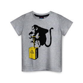 Детская футболка хлопок с принтом TNT monkey (Banksy) в Тюмени, 100% хлопок | круглый вырез горловины, полуприлегающий силуэт, длина до линии бедер | бэнкси | граффити | животные | обезьяна