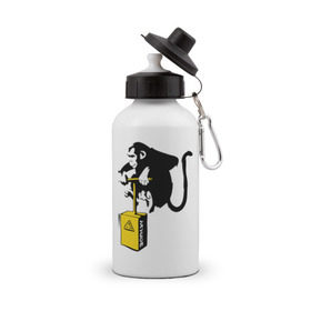 Бутылка спортивная с принтом TNT monkey (Banksy) в Тюмени, металл | емкость — 500 мл, в комплекте две пластиковые крышки и карабин для крепления | бэнкси | граффити | животные | обезьяна