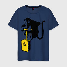 Мужская футболка хлопок с принтом TNT monkey (Banksy) в Тюмени, 100% хлопок | прямой крой, круглый вырез горловины, длина до линии бедер, слегка спущенное плечо. | бэнкси | граффити | животные | обезьяна