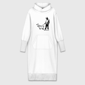 Платье удлиненное хлопок с принтом Парень с собакой (Banksy) в Тюмени,  |  | dog | бэнкси | граффити | собака