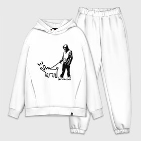 Мужской костюм хлопок OVERSIZE с принтом Парень с собакой (Banksy) в Тюмени,  |  | Тематика изображения на принте: dog | бэнкси | граффити | собака