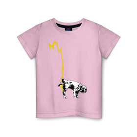Детская футболка хлопок с принтом Peeing dog (Banksy) в Тюмени, 100% хлопок | круглый вырез горловины, полуприлегающий силуэт, длина до линии бедер | Тематика изображения на принте: бульдог | бэнкси | граффити | собака