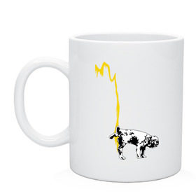 Кружка с принтом Peeing dog (Banksy) в Тюмени, керамика | объем — 330 мл, диаметр — 80 мм. Принт наносится на бока кружки, можно сделать два разных изображения | бульдог | бэнкси | граффити | собака