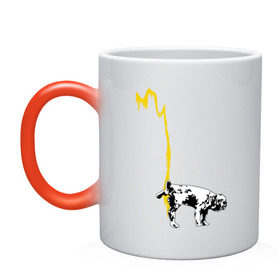Кружка хамелеон с принтом Peeing dog (Banksy) в Тюмени, керамика | меняет цвет при нагревании, емкость 330 мл | бульдог | бэнкси | граффити | собака