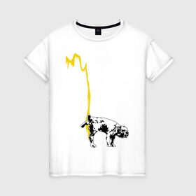 Женская футболка хлопок с принтом Peeing dog (Banksy) в Тюмени, 100% хлопок | прямой крой, круглый вырез горловины, длина до линии бедер, слегка спущенное плечо | бульдог | бэнкси | граффити | собака