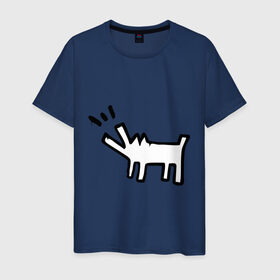 Мужская футболка хлопок с принтом Собака (Banksy) в Тюмени, 100% хлопок | прямой крой, круглый вырез горловины, длина до линии бедер, слегка спущенное плечо. | dog | бэнкси | граффити