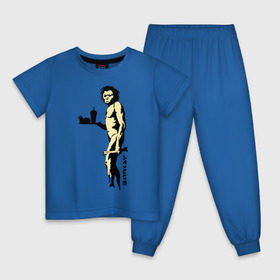 Детская пижама хлопок с принтом Древний человек Бэнкси в Тюмени, 100% хлопок |  брюки и футболка прямого кроя, без карманов, на брюках мягкая резинка на поясе и по низу штанин
 | бэнкси | граффити | неандерталец | примат