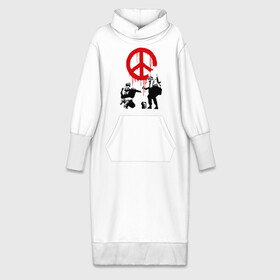 Платье удлиненное хлопок с принтом Peace Banksy в Тюмени,  |  | бэнкси | граффити | люди | мир | оружие