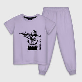 Детская пижама хлопок с принтом Мона Лиза с базукой в Тюмени, 100% хлопок |  брюки и футболка прямого кроя, без карманов, на брюках мягкая резинка на поясе и по низу штанин
 | banksy | бэнкси | графити | граффити | стрит арт