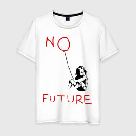 Мужская футболка хлопок с принтом No future Banksy в Тюмени, 100% хлопок | прямой крой, круглый вырез горловины, длина до линии бедер, слегка спущенное плечо. | Тематика изображения на принте: banksy | бэнкси | графити | граффити | стрит арт