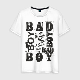 Мужская футболка хлопок с принтом Bad boy в Тюмени, 100% хлопок | прямой крой, круглый вырез горловины, длина до линии бедер, слегка спущенное плечо. | бэд бой