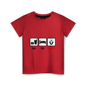 Детская футболка хлопок с принтом Главное в жизни - еда, сон, renault в Тюмени, 100% хлопок | круглый вырез горловины, полуприлегающий силуэт, длина до линии бедер | Тематика изображения на принте: авто | автомобиль | знаки | рено | тачки