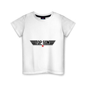 Детская футболка хлопок с принтом Top son в Тюмени, 100% хлопок | круглый вырез горловины, полуприлегающий силуэт, длина до линии бедер | брат | братишка | дети | старший