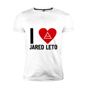 Мужская футболка премиум с принтом I love Jared Leto в Тюмени, 92% хлопок, 8% лайкра | приталенный силуэт, круглый вырез ворота, длина до линии бедра, короткий рукав | 30 seconds to mars | 30 stm | punk | rock | музыка | панк рок | я люблю джареда лето