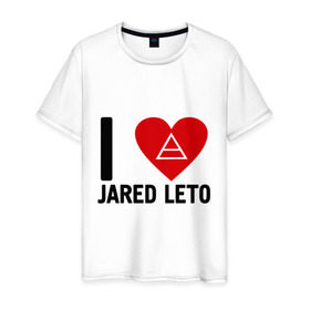 Мужская футболка хлопок с принтом I love Jared Leto в Тюмени, 100% хлопок | прямой крой, круглый вырез горловины, длина до линии бедер, слегка спущенное плечо. | 30 seconds to mars | 30 stm | punk | rock | музыка | панк рок | я люблю джареда лето