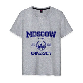Мужская футболка хлопок с принтом MGU Moscow University в Тюмени, 100% хлопок | прямой крой, круглый вырез горловины, длина до линии бедер, слегка спущенное плечо. | вуз | институт | мгу | студенческие | университет