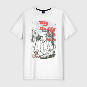 Мужская футболка премиум с принтом Big Daddy в Тюмени, 92% хлопок, 8% лайкра | приталенный силуэт, круглый вырез ворота, длина до линии бедра, короткий рукав | азартные игры | большой папа | большой папочка | казино | карты | мафия | рулетка | фишки