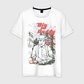Мужская футболка хлопок с принтом Big Daddy в Тюмени, 100% хлопок | прямой крой, круглый вырез горловины, длина до линии бедер, слегка спущенное плечо. | азартные игры | большой папа | большой папочка | казино | карты | мафия | рулетка | фишки