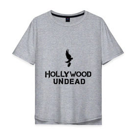 Мужская футболка хлопок Oversize с принтом Hollywood Undead logo в Тюмени, 100% хлопок | свободный крой, круглый ворот, “спинка” длиннее передней части | hollywood undead | hu | hu mask one color | undead | рок реп группа hollywood undead