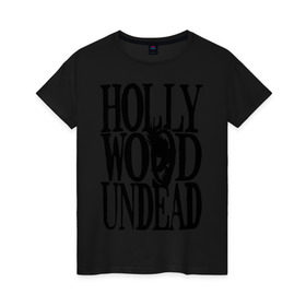 Женская футболка хлопок с принтом HollyWoodUndead в Тюмени, 100% хлопок | прямой крой, круглый вырез горловины, длина до линии бедер, слегка спущенное плечо | hollywood undead | hu | hu mask one color | undead | птица с гранатой | рок реп группа hollywood undead