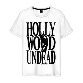 Мужская футболка хлопок с принтом HollyWoodUndead в Тюмени, 100% хлопок | прямой крой, круглый вырез горловины, длина до линии бедер, слегка спущенное плечо. | hollywood undead | hu | hu mask one color | undead | птица с гранатой | рок реп группа hollywood undead