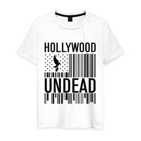 Мужская футболка хлопок с принтом Hollywood Undead flag в Тюмени, 100% хлопок | прямой крой, круглый вырез горловины, длина до линии бедер, слегка спущенное плечо. | hollywood undead | hu | hu mask one color | undead | птица с гранатой | рок реп группа hollywood undead