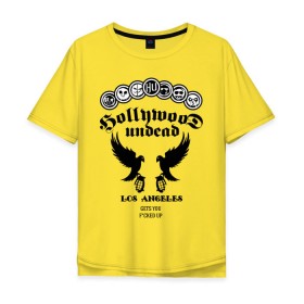 Мужская футболка хлопок Oversize с принтом HU Gets you fucked up в Тюмени, 100% хлопок | свободный крой, круглый ворот, “спинка” длиннее передней части | hollywood undead | группы | зарубежный рэп | музыка | музыкальные группы | рэп