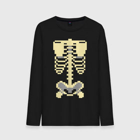 Мужской лонгслив хлопок с принтом Пиксельный скелет в Тюмени, 100% хлопок |  | Тематика изображения на принте: скелет