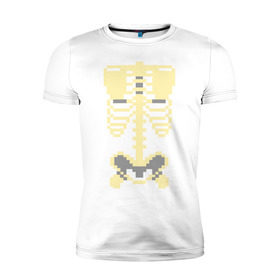 Мужская футболка премиум с принтом Пиксельный скелет в Тюмени, 92% хлопок, 8% лайкра | приталенный силуэт, круглый вырез ворота, длина до линии бедра, короткий рукав | скелет