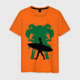 Мужская футболка хлопок с принтом Surfingist в Тюмени, 100% хлопок | прямой крой, круглый вырез горловины, длина до линии бедер, слегка спущенное плечо. | Тематика изображения на принте: летние | лето | на лето | серфинг | серфингист
