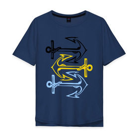 Мужская футболка хлопок Oversize с принтом Anchors в Тюмени, 100% хлопок | свободный крой, круглый ворот, “спинка” длиннее передней части | корабль | летние | лето | море | океан | отдых | отпуск | пляж | якорь
