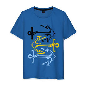 Мужская футболка хлопок с принтом Anchors в Тюмени, 100% хлопок | прямой крой, круглый вырез горловины, длина до линии бедер, слегка спущенное плечо. | корабль | летние | лето | море | океан | отдых | отпуск | пляж | якорь