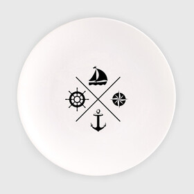 Тарелка с принтом Sailor theme в Тюмени, фарфор | диаметр - 210 мм
диаметр для нанесения принта - 120 мм | Тематика изображения на принте: sailor theme | азимут | компас | кораблик | корабль | лодка | путешествие | штурвал | якорь