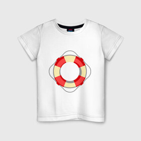 Детская футболка хлопок с принтом Спасательный круг в Тюмени, 100% хлопок | круглый вырез горловины, полуприлегающий силуэт, длина до линии бедер | лето | море | отдых | спасательный круг