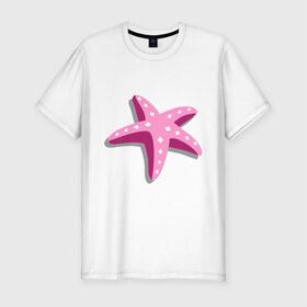 Мужская футболка премиум с принтом Одна морская звезда в Тюмени, 92% хлопок, 8% лайкра | приталенный силуэт, круглый вырез ворота, длина до линии бедра, короткий рукав | летние | лето | море | отдых | отпуск | пляж