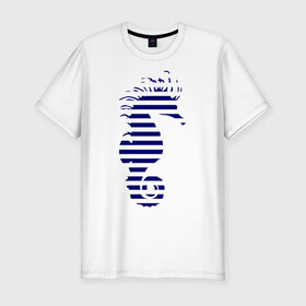 Мужская футболка премиум с принтом Морской конёк в Тюмени, 92% хлопок, 8% лайкра | приталенный силуэт, круглый вырез ворота, длина до линии бедра, короткий рукав | летние | море