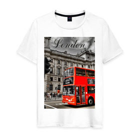 Мужская футболка хлопок с принтом Улицы Лондона в Тюмени, 100% хлопок | прямой крой, круглый вырез горловины, длина до линии бедер, слегка спущенное плечо. | лондон