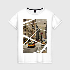 Женская футболка хлопок с принтом Улицы NY в Тюмени, 100% хлопок | прямой крой, круглый вырез горловины, длина до линии бедер, слегка спущенное плечо | new york | urban style | город | города | нью йорк | улицы нью йорка | урбан