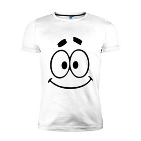 Мужская футболка премиум с принтом Смешная рожица в Тюмени, 92% хлопок, 8% лайкра | приталенный силуэт, круглый вырез ворота, длина до линии бедра, короткий рукав | smile | глаза | рожица | смайл | смайлик