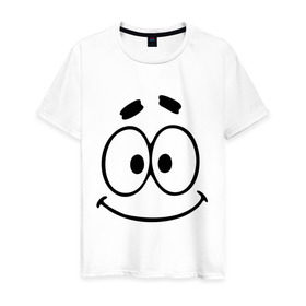 Мужская футболка хлопок с принтом Смешная рожица в Тюмени, 100% хлопок | прямой крой, круглый вырез горловины, длина до линии бедер, слегка спущенное плечо. | smile | глаза | рожица | смайл | смайлик