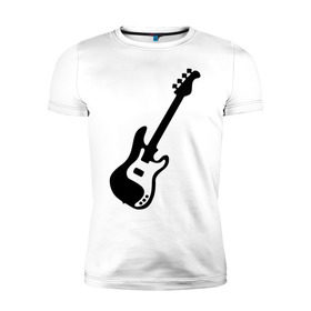 Мужская футболка премиум с принтом Гитара в Тюмени, 92% хлопок, 8% лайкра | приталенный силуэт, круглый вырез ворота, длина до линии бедра, короткий рукав | gitar | music | бас | музыка | музыкальные инструменты | электрогитара