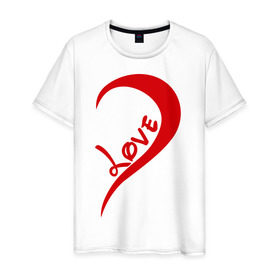 Мужская футболка хлопок с принтом One love парная в Тюмени, 100% хлопок | прямой крой, круглый вырез горловины, длина до линии бедер, слегка спущенное плечо. | для влюбленных | для двоих | для пары | любимая | любимый | любовь | парная | половинка | сердечко | сердце