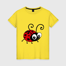 Женская футболка хлопок с принтом Божья коровка в Тюмени, 100% хлопок | прямой крой, круглый вырез горловины, длина до линии бедер, слегка спущенное плечо | божья коровка | девушкам | для девушек | животные | насекомые