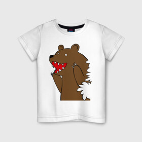 Детская футболка хлопок с принтом Медведь цензурный в Тюмени, 100% хлопок | круглый вырез горловины, полуприлегающий силуэт, длина до линии бедер | Тематика изображения на принте: интернет приколы | медведь | медведь в кустах | приколы